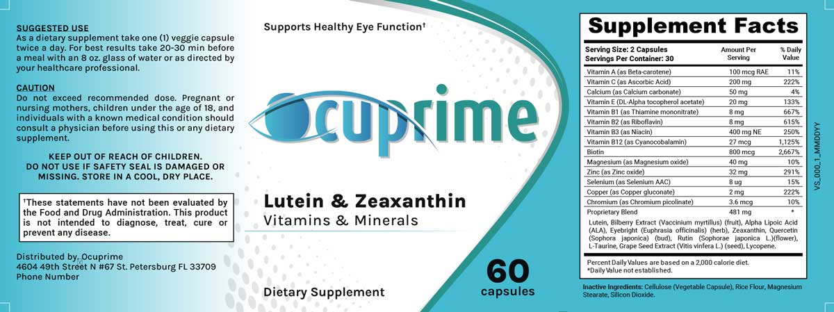 Ocuprime Supplement Fact